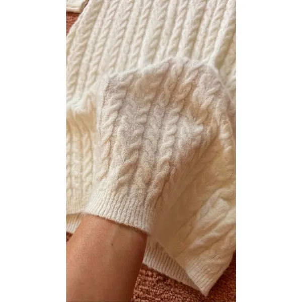 Tic Toc White Cable Knit Sweater Dress Size S Soft Minimalist Cozy - Image 7