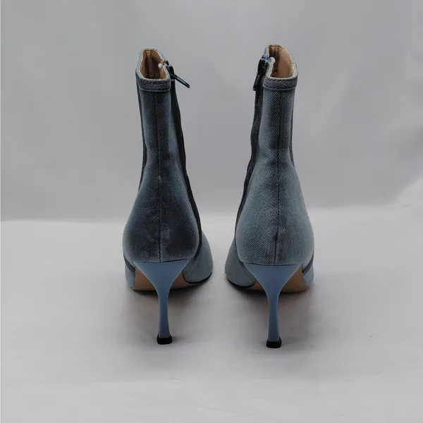 Steve Madden Womens Denim Ankle Boots Size 9.5 Blue Pointed Toe Coastal Cowgirl - Image 10