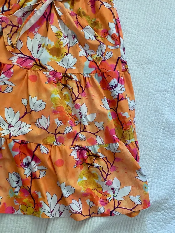 orange pink white cherry blossom dress - Image 8