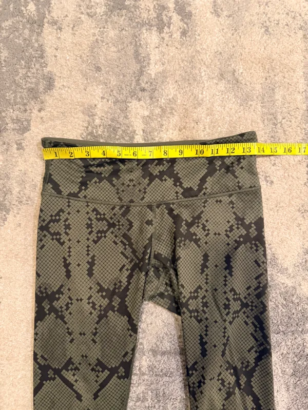 Lululemon Olive Green Snake-Print Capris - Image 3