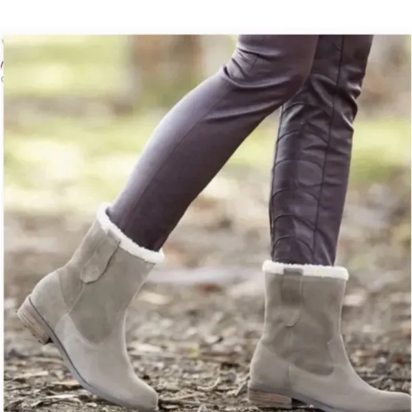 Sole Society Verona Winter Boots Women's 8.5 Beige Suede Faux Shearling Pull On - Image 10
