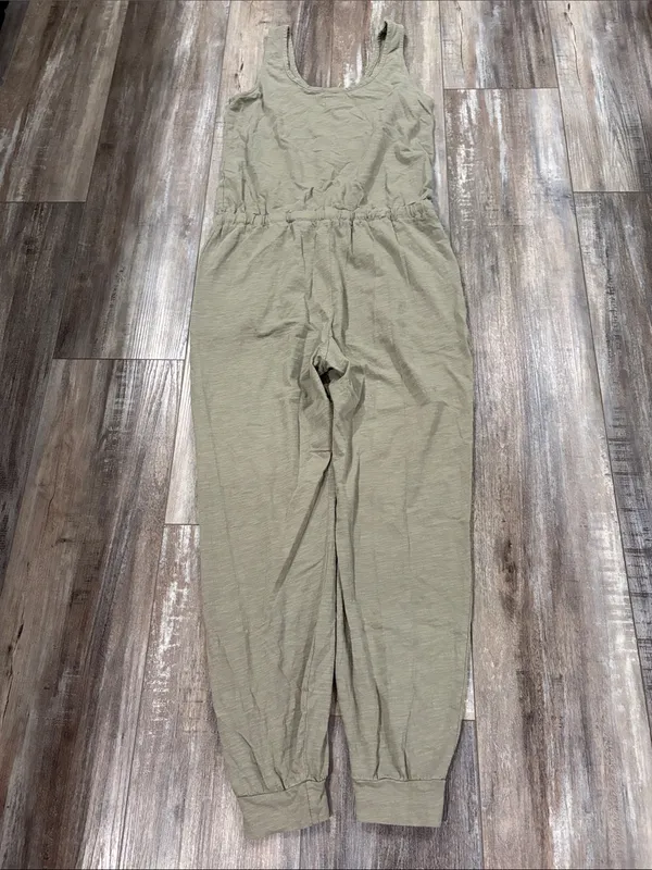 PACT Organic Cotton Sleeveless Jumpsuit Pockets Mink Gray Size Large - Image 5