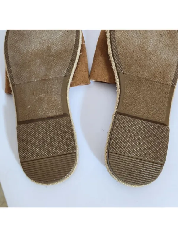 Soda Light Brown Faux Suede Slides Size 8.5 Flaw - Image 7
