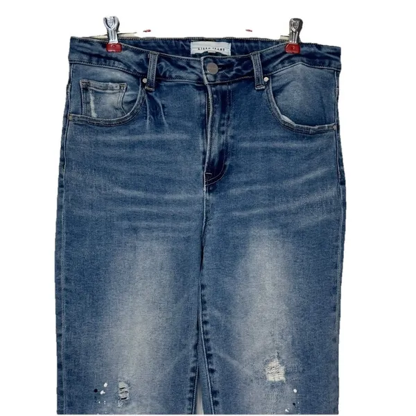 Risen Women's Jeans Distressed Sierra Mid-Rise Tapered Leg Denim‎ RDP5269 13/31 - Image 4