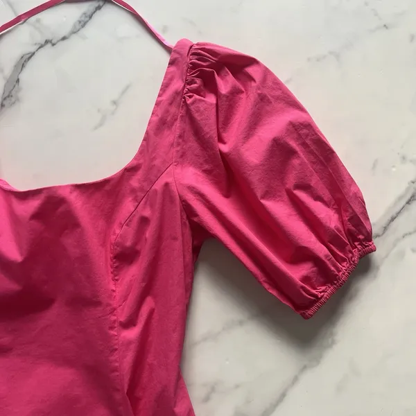 STAUD Laelia Mini Dress Peony Pink Poplin Size XS - Image 5