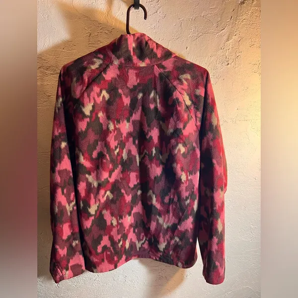 Eddie Bauer Wine Pink Fleece Pullover Turtleneck LG loose fit - Image 6
