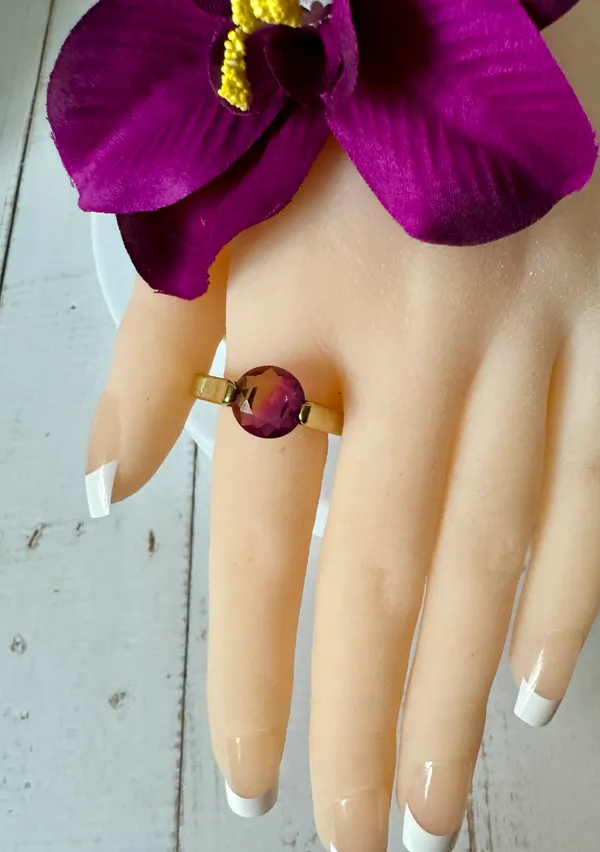 Pink Stainless Steel Ring, Size 10 - Image 2