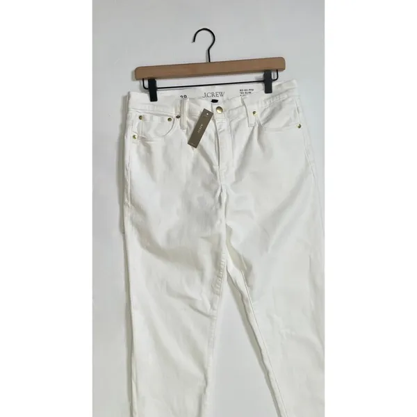 NWT!! J. CREW White Slim Jeans '03‎ 2003 Stretch Solid White High Rise Size 29 - Image 3