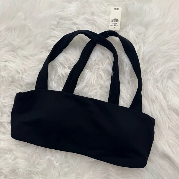 OFFLINE By Aerie Real Me Xtra Square Neck Sports Bra Black Size Small - Image 3