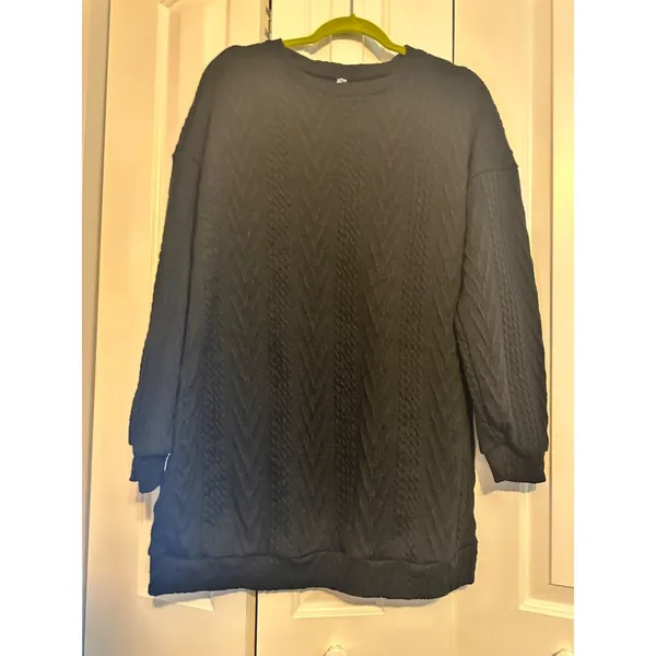 Black Cable Knit Womens Sweater‎ Tunic Pullover L Size L - Image 3