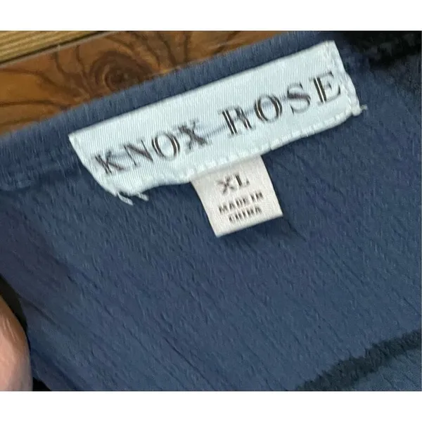 Knox Rose Women's Navy Blue Cross Stitched Floral Off The‎ Shoulder Dress sz XL - Image 3