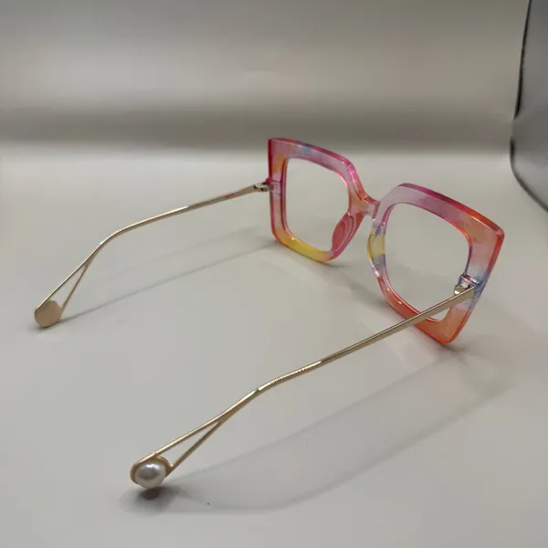 ZEELool Women’s Gradient Pink Orange Square Fashion Glasses, No prescription - Image 5