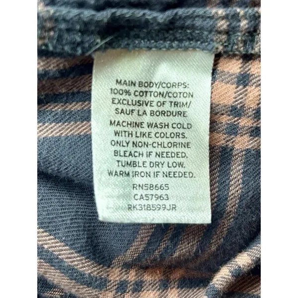 aBound Plaid Button Up Shirt Medium Cotton Long Sleeve Brown Pink - Image 5