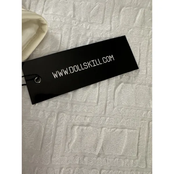 Dolls kill RUDE AWAKENING HARNESS BRA TOP Size Small Club Exx Ivory Faux Leather - Image 4