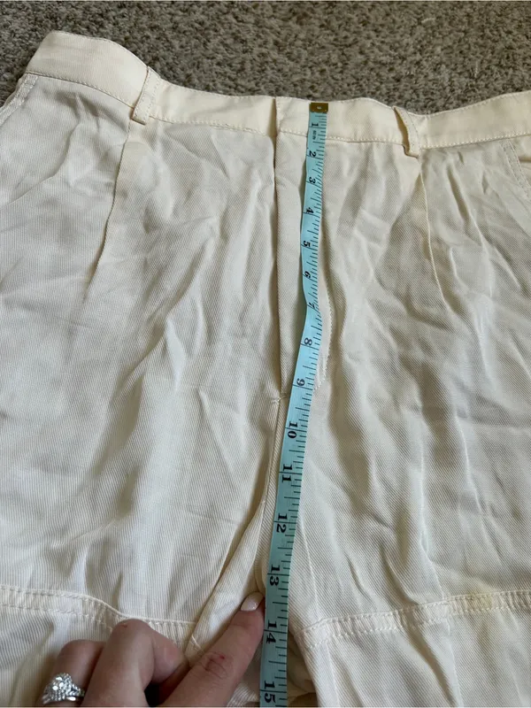 Zara Cream Cargo Trousers Casual Wide Leg Neutral Casual Large - Image 8