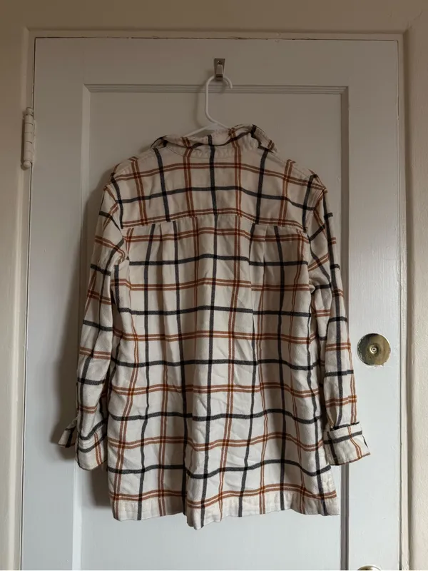 Madewell Cream Plaid Shirt Jacket with Rust & Black Checks - Image 4