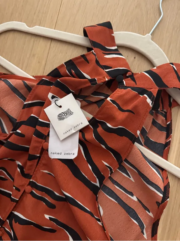 NWT Naked Zebra Rust Tiger-Print Halter Top - Image 5