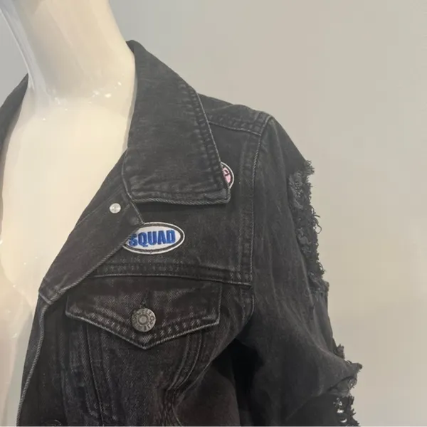 Cello Patch & Frayed Black Denim Jacket - Image 6