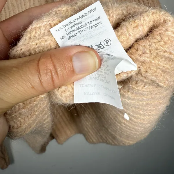 Point Sur Mohair & Wool Blend Ribbed Turtleneck Rib Knit Sweater Pale Peach Sz S - Image 9