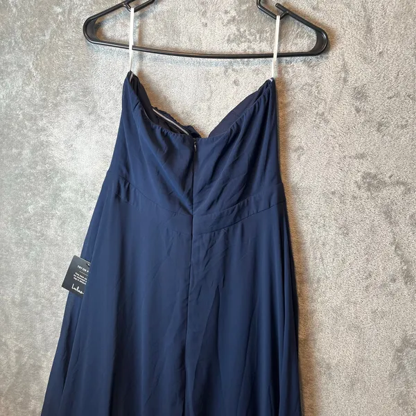 Lulus Navy Strapless Maxi‎ Dress Sz M Bridesmaid Wedding Formal Evening Gown New - Image 3