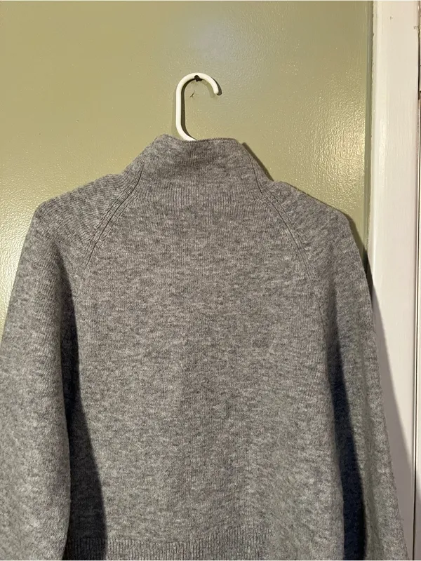 H&M Women's Sz Small Gray Melange Wool-Blend Mock-Turtleneck Sweater Wide Sleeve - Image 8
