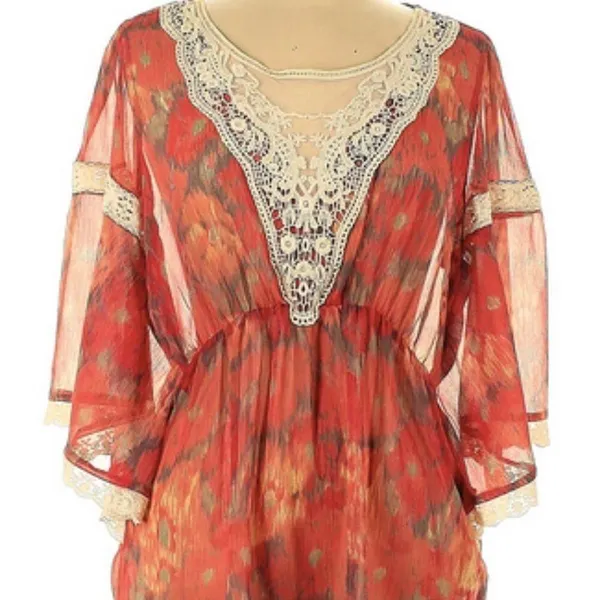 Free People vintage floral blouse red L - Image 2
