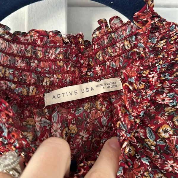 Active USA Women’s Sheer Floral Blouse • Size M - Image 2