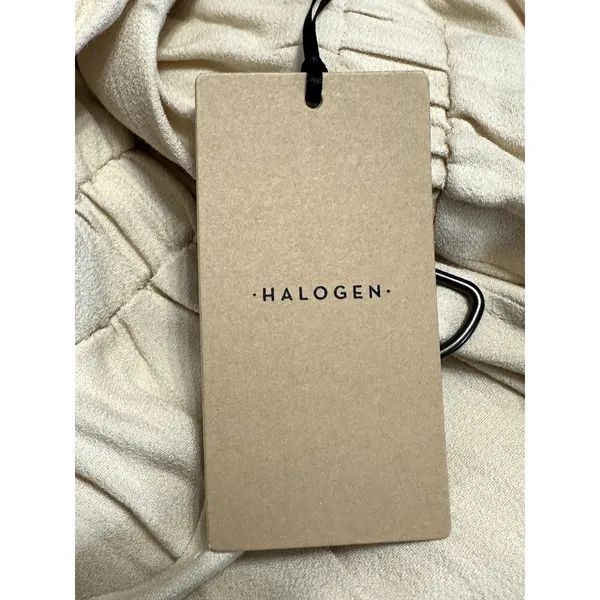 Halogen Midi Wrap Dress Notch Lapel Sleeveless Elastic Waistband Cream W 1X NWT - Image 8