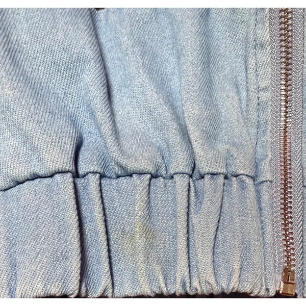 Unbranded Women NA Colorblock Denim Cropped Bomber Jacket Blue Black‎ Mock Neck - Image 8