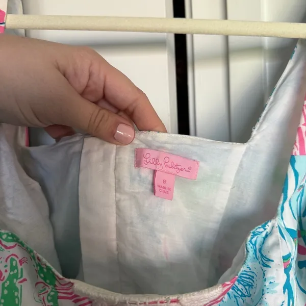 Lilly Pulitzer Idi Shift Dress Osterville Patch print‎ pink blue - Image 3