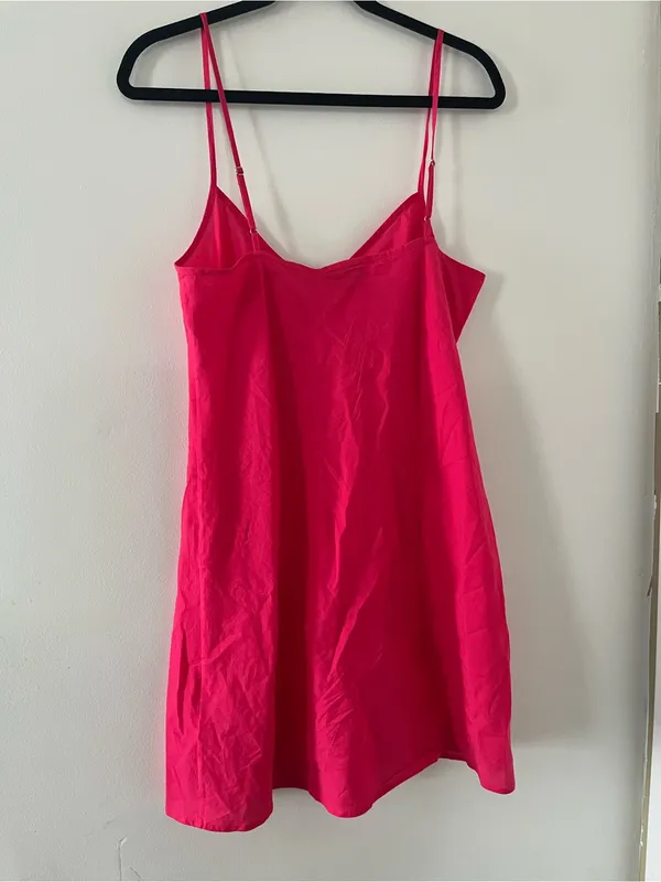 Madewell Hot Pink 100% Cotton Slip Mini Dress Medium Summer Lingerie - Image 6