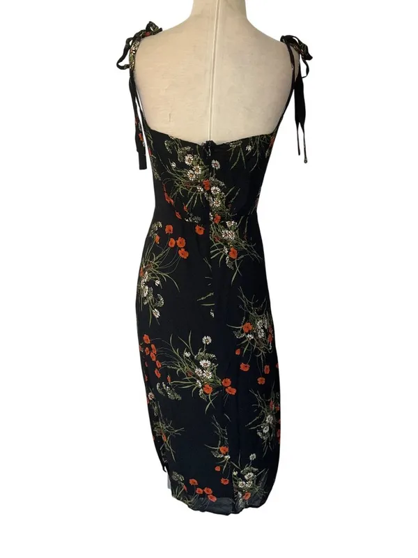 Reformation Besse Dress in Black Floral 6 Womens Midi - Image 7