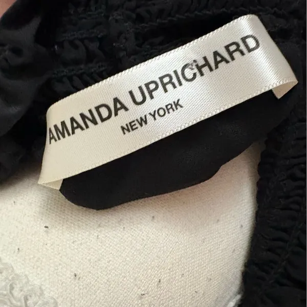 AMANDA‎ UPRICHARD Black Kimmie Dress Mini Smock Waist High Neck Size Large - Image 8