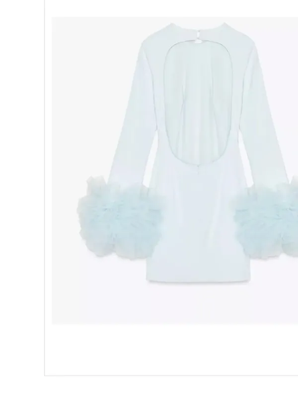 NWT ZARA Short Tulle Cuff Volume Dress Pastel Blue 4772/331 Small Bloggers Fave - Image 7
