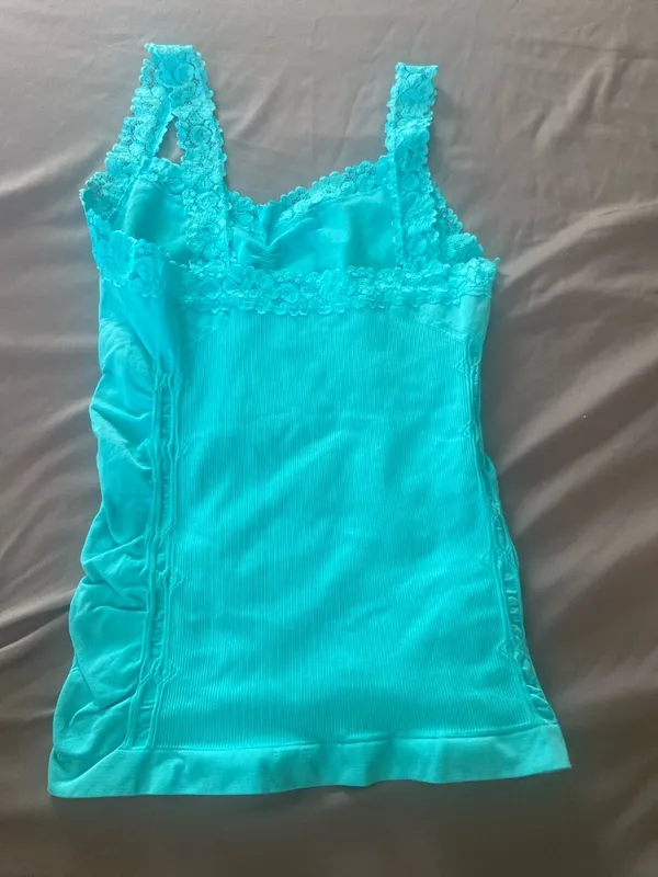 Joe Boxer Lace-Trim Turquoise Camisole Top - Image 4