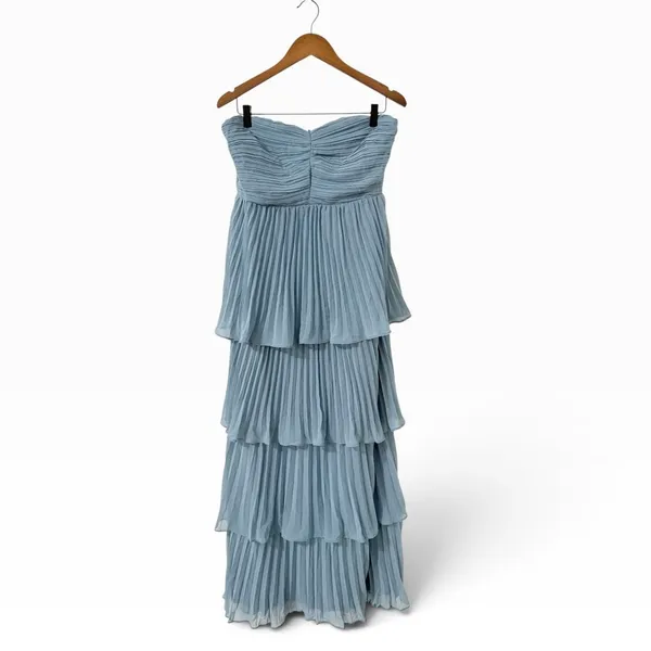 Lulus Seriously Sensational Powder Blue Strapless Tiered Maxi Dress size Large - Image 3