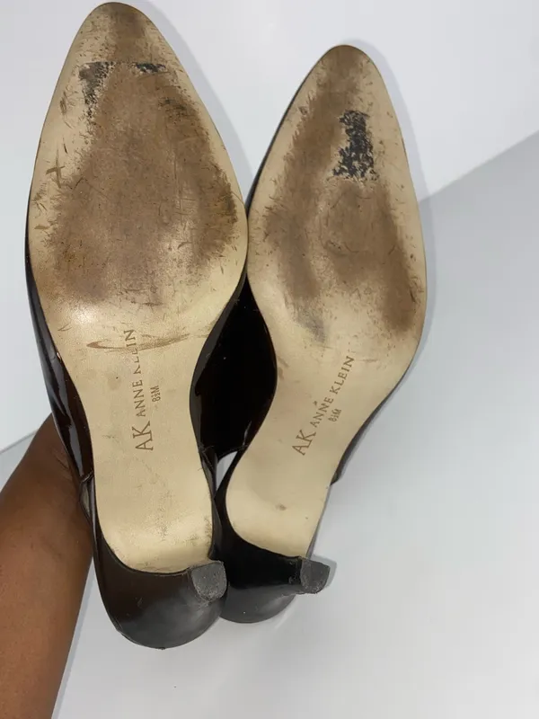 Brown Patent Slingback Heels Size 8.5 Anne Klein - Image 7