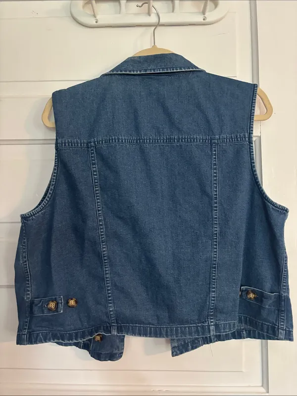 Talbots Vintage Classic Sleeveless Denim Vest Blouse - Blue - Image 3