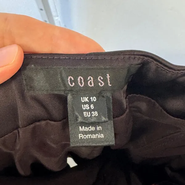 2010s Coast Strapless Satin Cocktail Dress Eggplant Purple Brown Silk Tie US 6 - Image 5