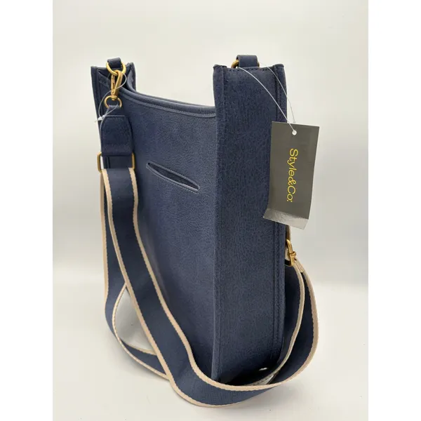 Women’s Style&Co Navy Blue Leather Crossbody Purse - Image 4