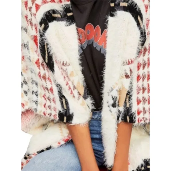 Free People Canyonland Fringe Aztec Kimono Sweater Wrap One Size Western Boho - Image 2