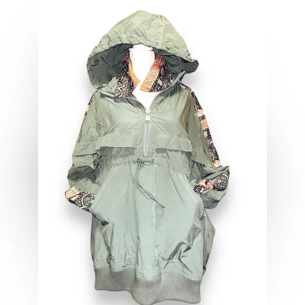 FP Movement Free People She Fly Hooded Anorak Jacket Embroidered Green Size S - Image 9