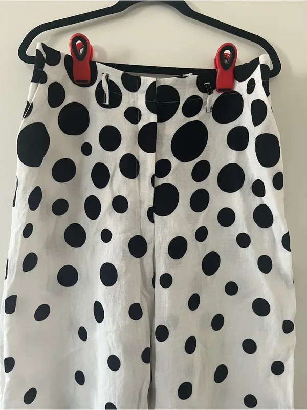Chico's Black White Polka Dot Wide Leg Pants Medium Resort Coastal Office Summer - Image 2