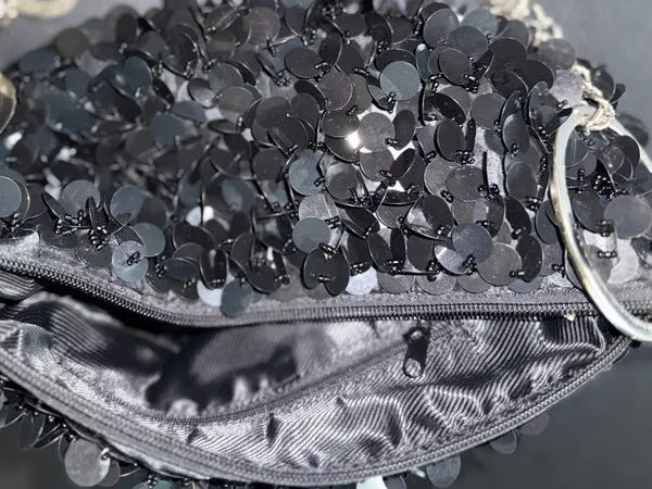 Black Sequin Handbag - Image 4