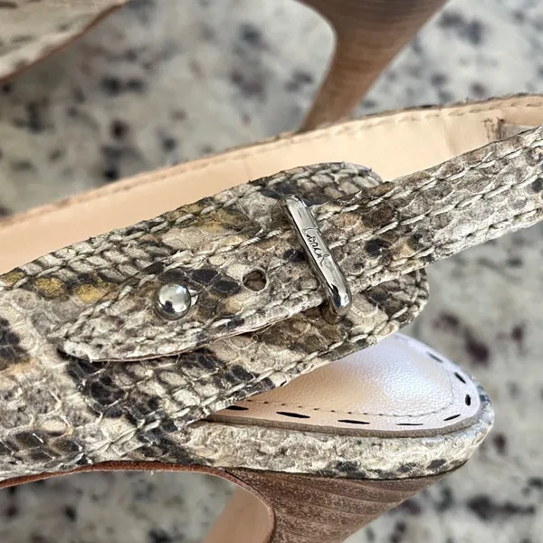Coach Slingback Pumps Womens 6.5B Snakeskin Embossed Leather Pointed Toe Heels - Image 6