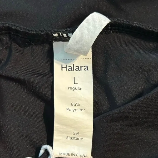 Halara Size L Midi Skirt A Line Black Pockets Crossover Waist Built in Briefs - Image 3