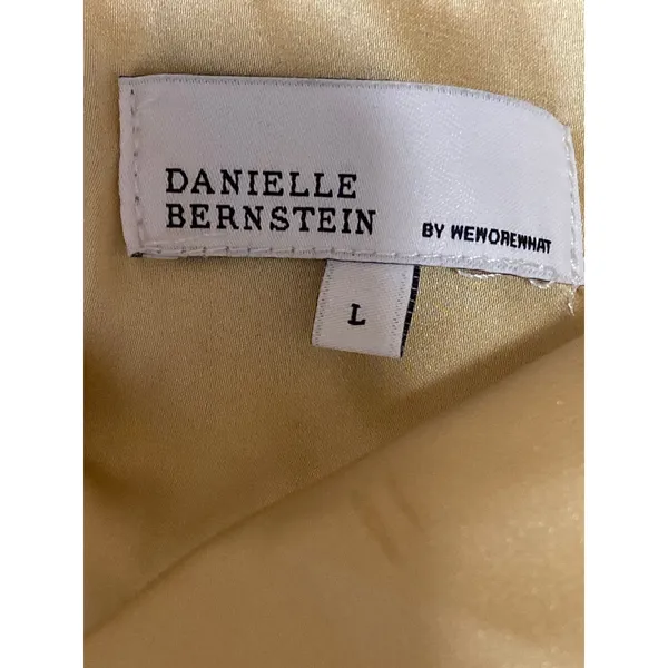 Danielle Bernstein Gold Yellow Silk Satin Halter Cutout Pencil Midi Dress Size L - Image 4
