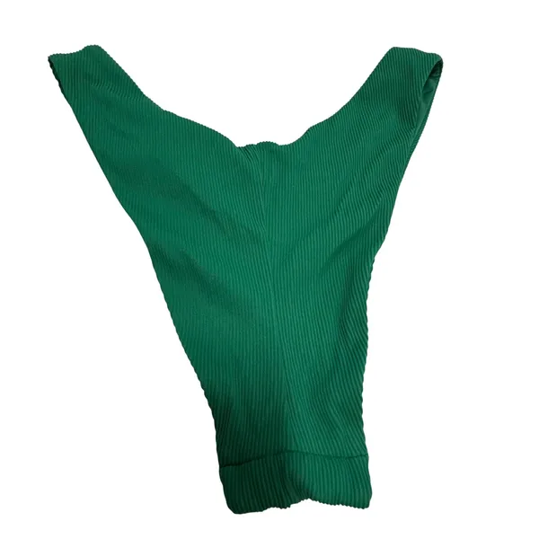 Aerie Ribbed High Cut Cheekier Bikini Bottoms Emerald Green Size Medium - Image 2