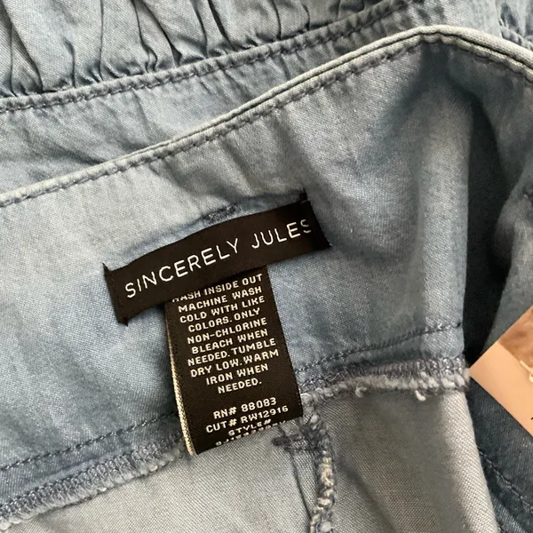 Sincerely‎ Jules High Waist Ruffle Hemline Chambray Shorts Size Large New - Image 2