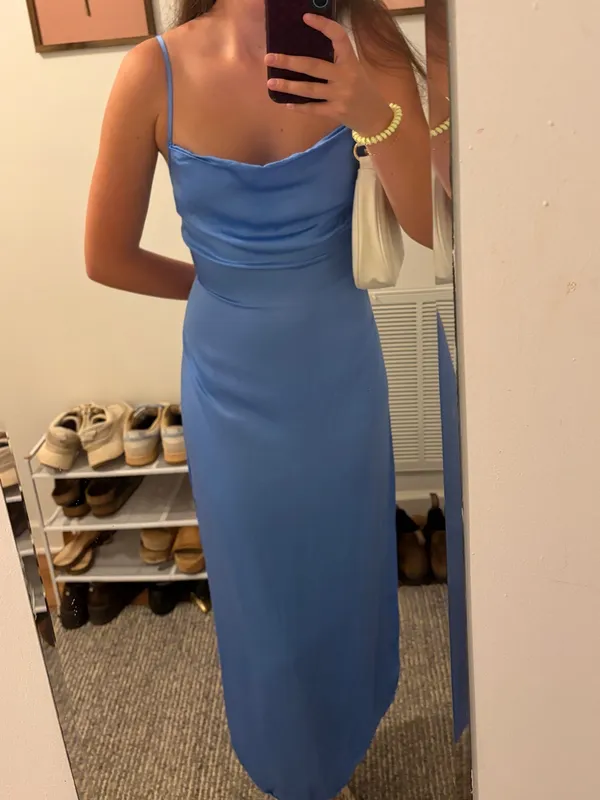 Bella Dahl Sky Blue Slip Maxi Dress with Cowl Neck - Image 3